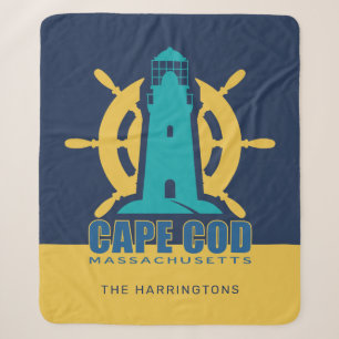 Custom Name / Text Cape Cod Massachusetts Sherpa Blanket