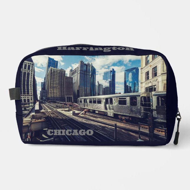 Custom Name & Text Chicago USA Dopp Kit (Front)