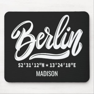 Custom Name / Text & Color Berlin Coordinates Mouse Mat