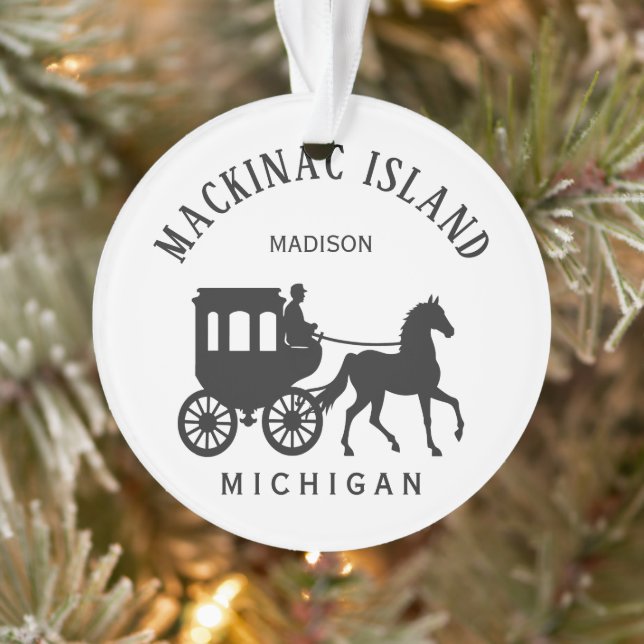 Custom Name, Text & Color Mackinac Island Ornament (Tree)