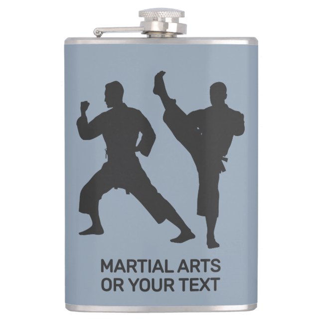 Custom Name, Text & Color Martial Arts Hip Flask (Front)