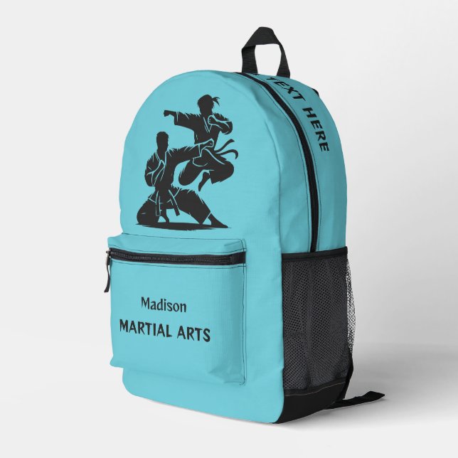 Custom Name, Text & Color Martial Arts Printed Backpack (Back Corner Right)