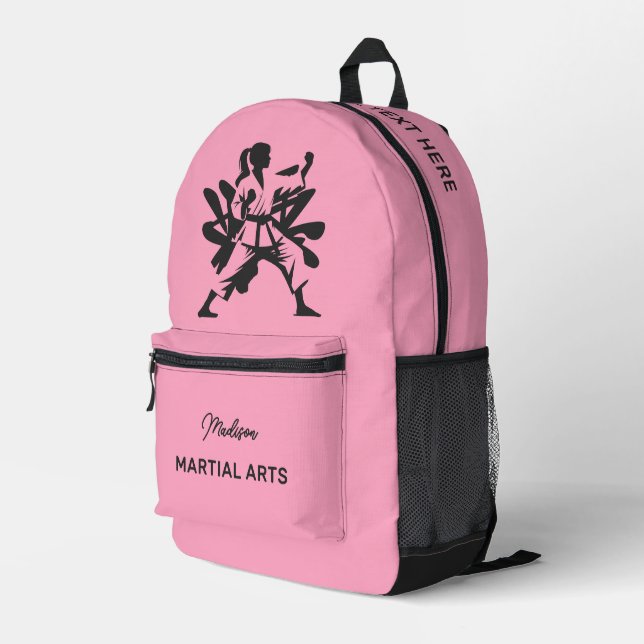 Custom Name, Text & Color Martial Arts Printed Backpack (Back Corner Right)