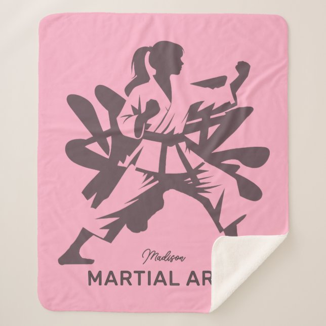 Custom Name, Text & Color Martial Arts Sherpa Blanket (Front)