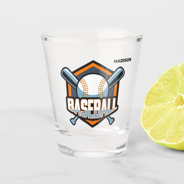 Custom Name, Text & Colour Baseball Shot Glass (Front)