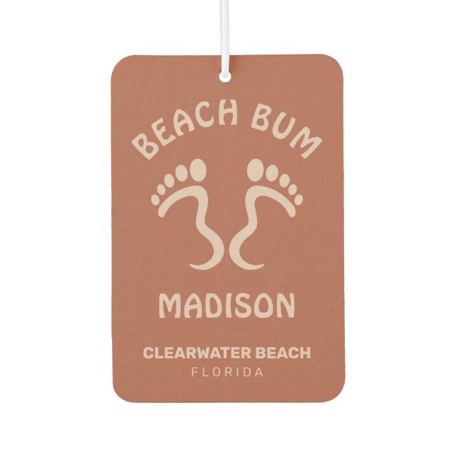 Custom Name, Text & Colour Beach Bum Car Air Freshener (Front)