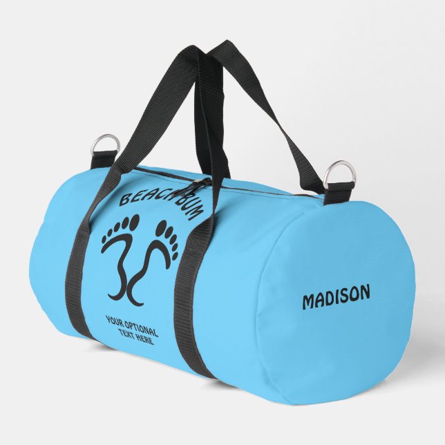 Custom Name, Text & Colour Beach Bum Duffle Bag (Left Corner)
