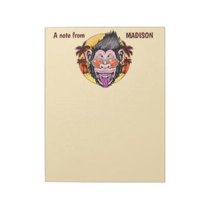 Custom name, text & colour Beach Monkey notepads
