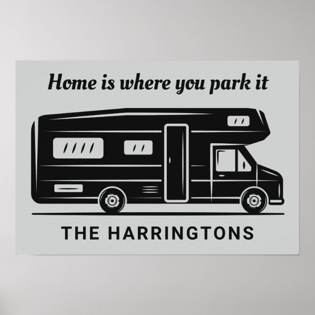Custom name, text & colour Camper Van poster (Front)