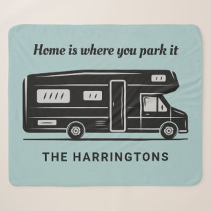 Custom name, text & colour Camper Van poster Sherpa Blanket