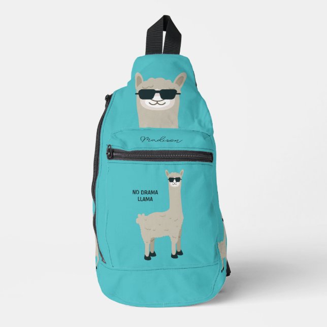 Custom Name, Text & Colour Cool Llama Sling Bag (Front)