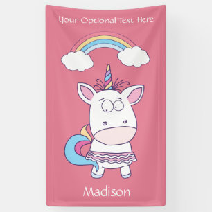 Custom name, text & colour Cute Unicorn banner