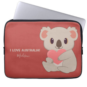 Custom Name, Text & Colour Love Koala Laptop Sleeve