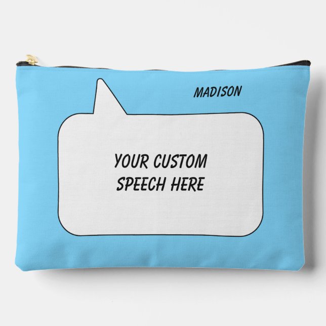 Custom Name, Text & Colour Speech Bubble Accessory Pouch (Front)