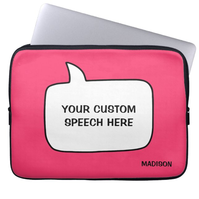 Custom Name, Text & Colour Speech Bubbles Laptop Sleeve (Front)