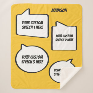 Custom Name, Text & Colour Speech Bubbles Sherpa Blanket