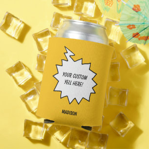 Custom Name, Text & Colour Yell Bubble Can Cooler