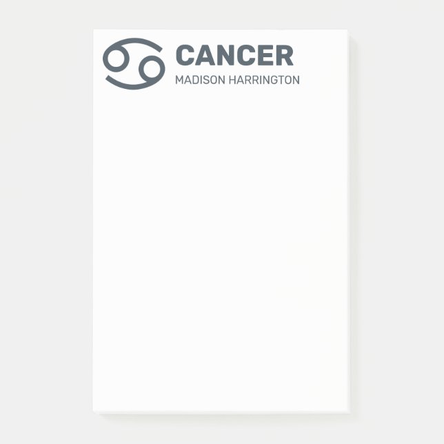 Custom Name / Text & Colour Zodiac Sign Cancer Post-it Notes (Front)
