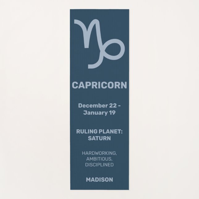 Custom Name / Text & Colour Zodiac Sign Capricorn Yoga Mat (Front)