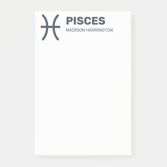 Custom Name / Text & Colour Zodiac Sign Pisces Post-it Notes (Front)