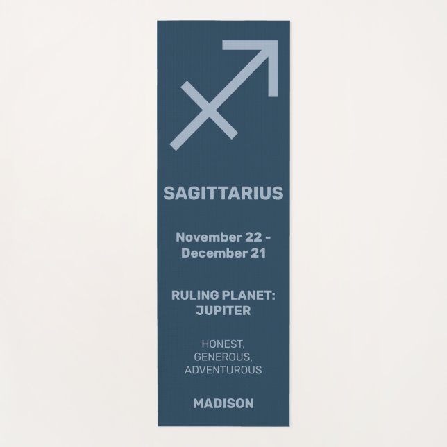 Custom Name / Text & Colour Zodiac Sign Sagittariu Yoga Mat (Front)