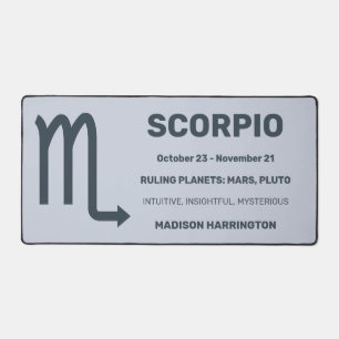 Custom Name / Text & Colour Zodiac Sign Scorpio Desk Mat