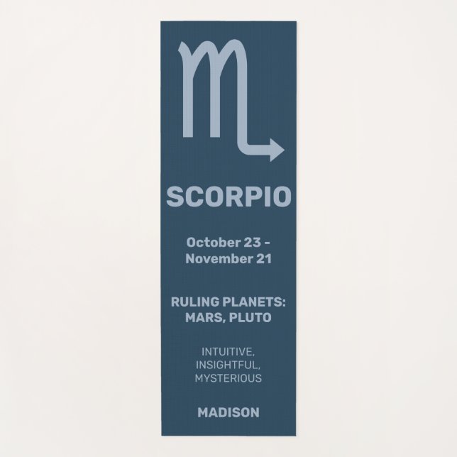 Custom Name / Text & Colour Zodiac Sign Scorpio Yoga Mat (Front)