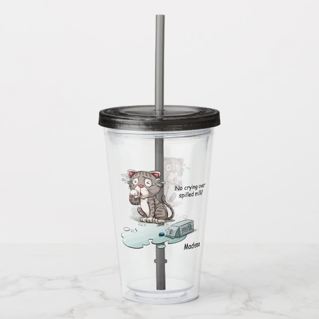 Custom name & text Crying Cat tumblers (Front)