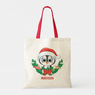 Custom Name & Text Cute Christmas Tote Bag
