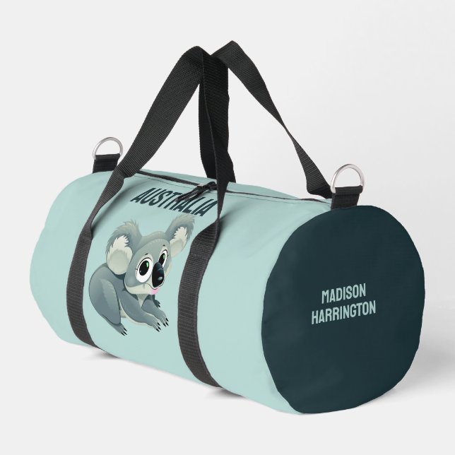 Custom Name & Text Cute Koala Duffle Bag (Left Corner)