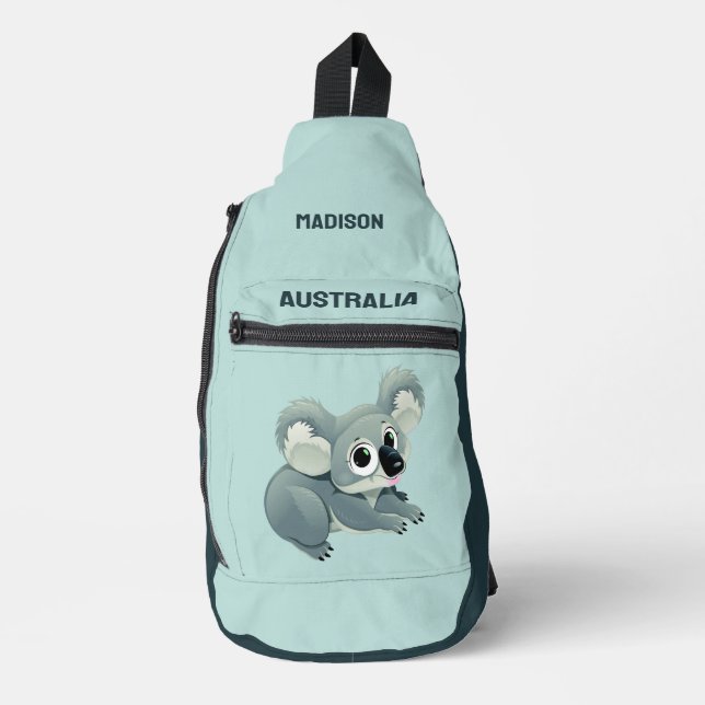 Custom Name & Text Cute Koala Sling Bag (Front)