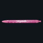 Custom Name Text Cute Pretty Pink Romantic Black Ink Pen<br><div class="desc">Custom Pink Trendy Name Personalised Cute Template Black Ink Pen.</div>