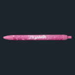 Custom Name Text Cute Pretty Pink Romantic Black Ink Pen<br><div class="desc">Custom Pink Trendy Name Personalised Cute Template Black Ink Pen.</div>