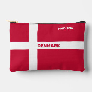 Custom Name & Text Denmark Flag Accessory Pouch