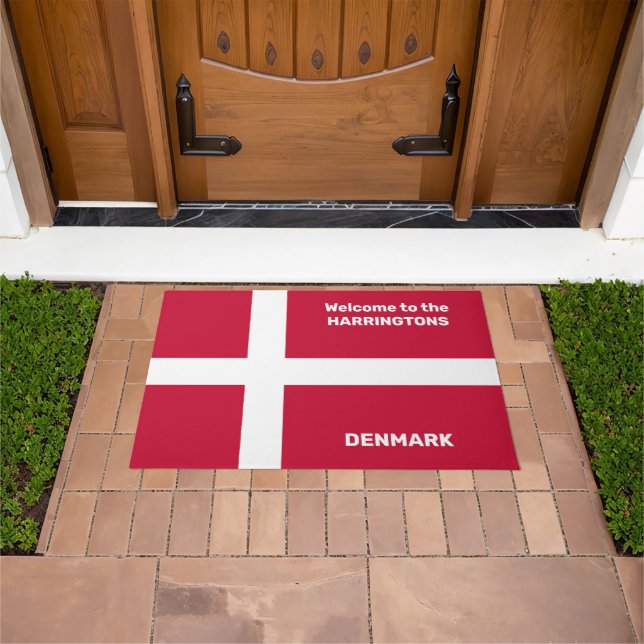 Custom Name & Text Denmark Flag Doormat (Outdoor)
