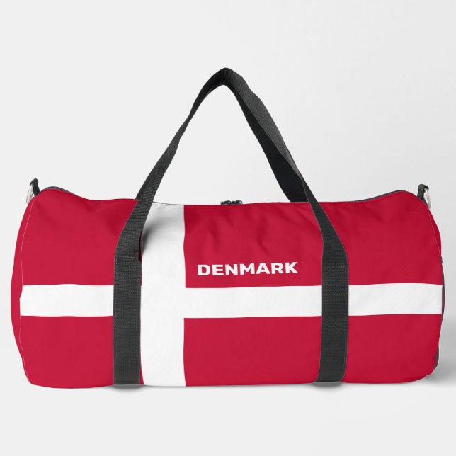 Custom Name & Text Denmark Flag Duffle Bag (Front)