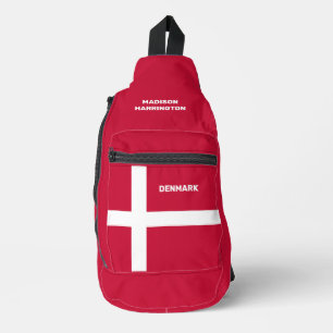Custom Name & Text Denmark Flag Sling Bag