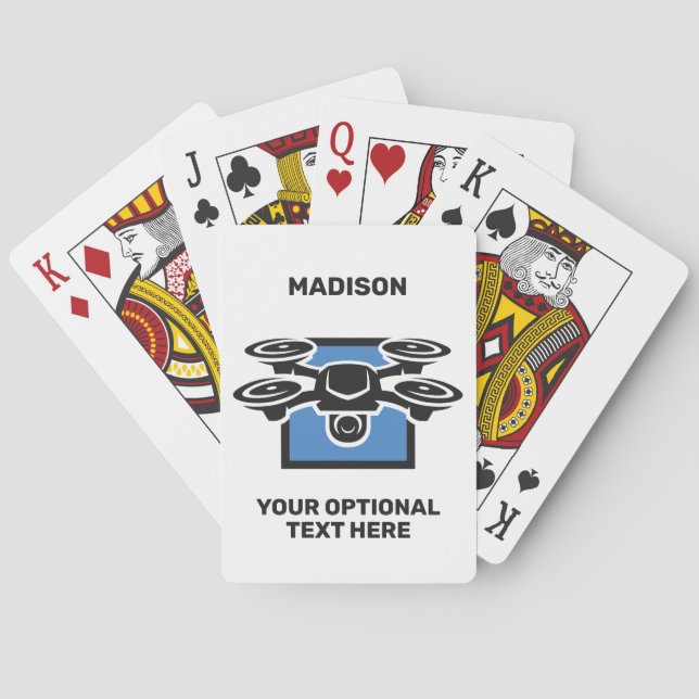 Custom Name & Text Drone Playing Cards (Back)