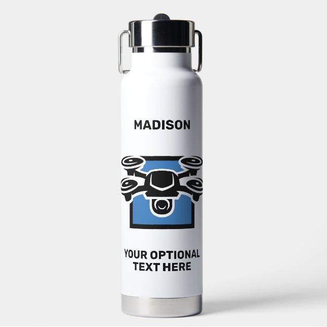 Custom Name & Text Drone Water Bottle (Front)