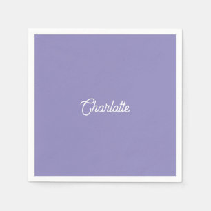 Custom name text Dusty Lavender white minimalist Napkin