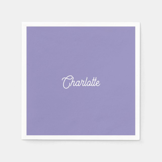 Custom name text Dusty Lavender white minimalist Napkin (Front)