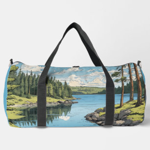 Custom Name & Text Finland Nature Illustrations Duffle Bag