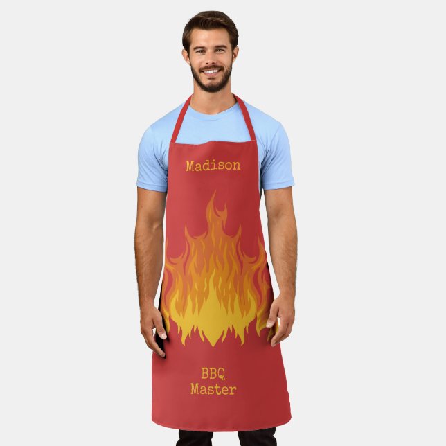 Custom name & text FIRE apron (Worn)