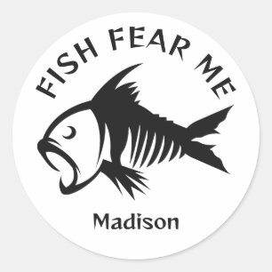 Custom Name & Text Fish Classic Round Sticker