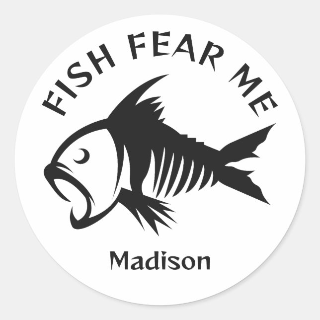 Custom Name & Text Fish Classic Round Sticker (Front)