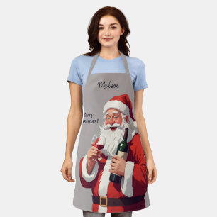 Custom Name & Text Funny Drunk Santa Apron