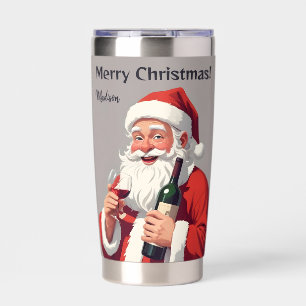 Custom Name & Text Funny Drunk Santa Insulated Tumbler