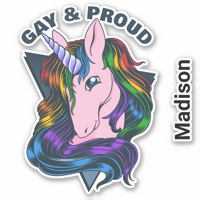 Custom Name & Text Gay Unicorn (Front)