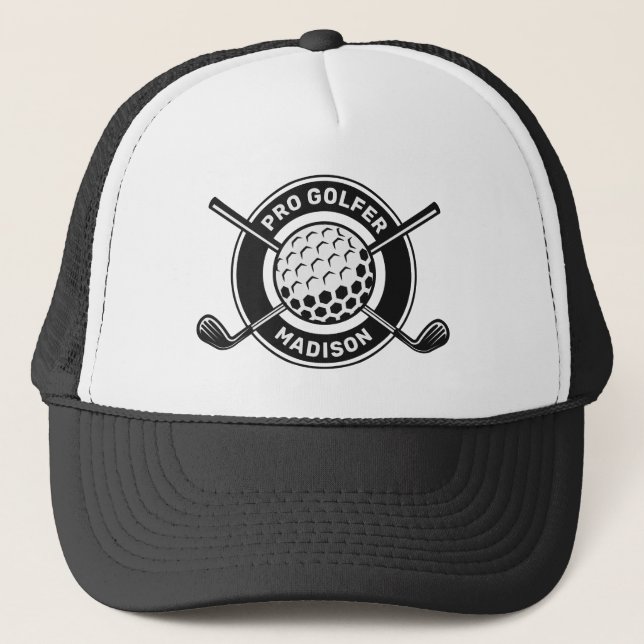 Custom Name & Text Golf Trucker Hat (Front)