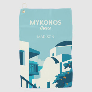 Custom Name & Text Greece Golf Towel
